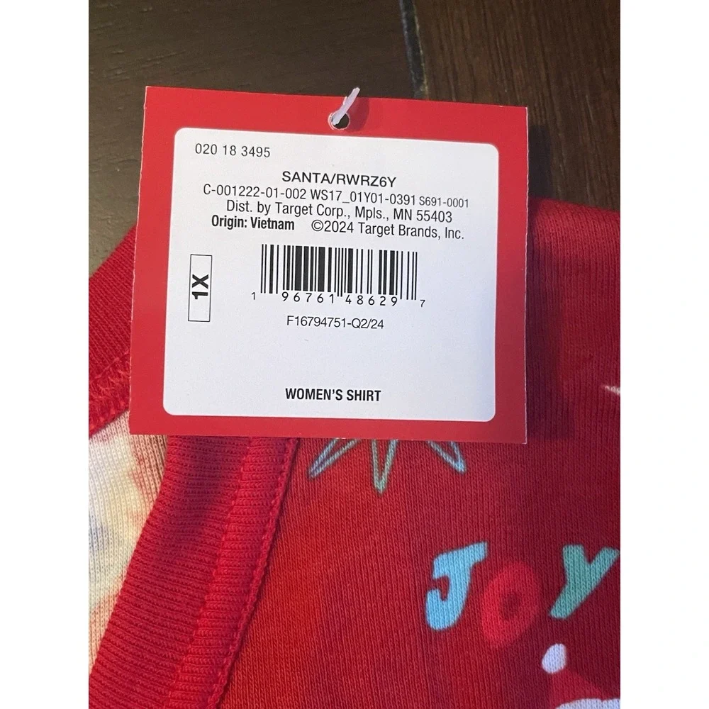 WONDERSHOP Women's Red Santa Print Ribbed Holiday Pajama Set Size 1X NWT